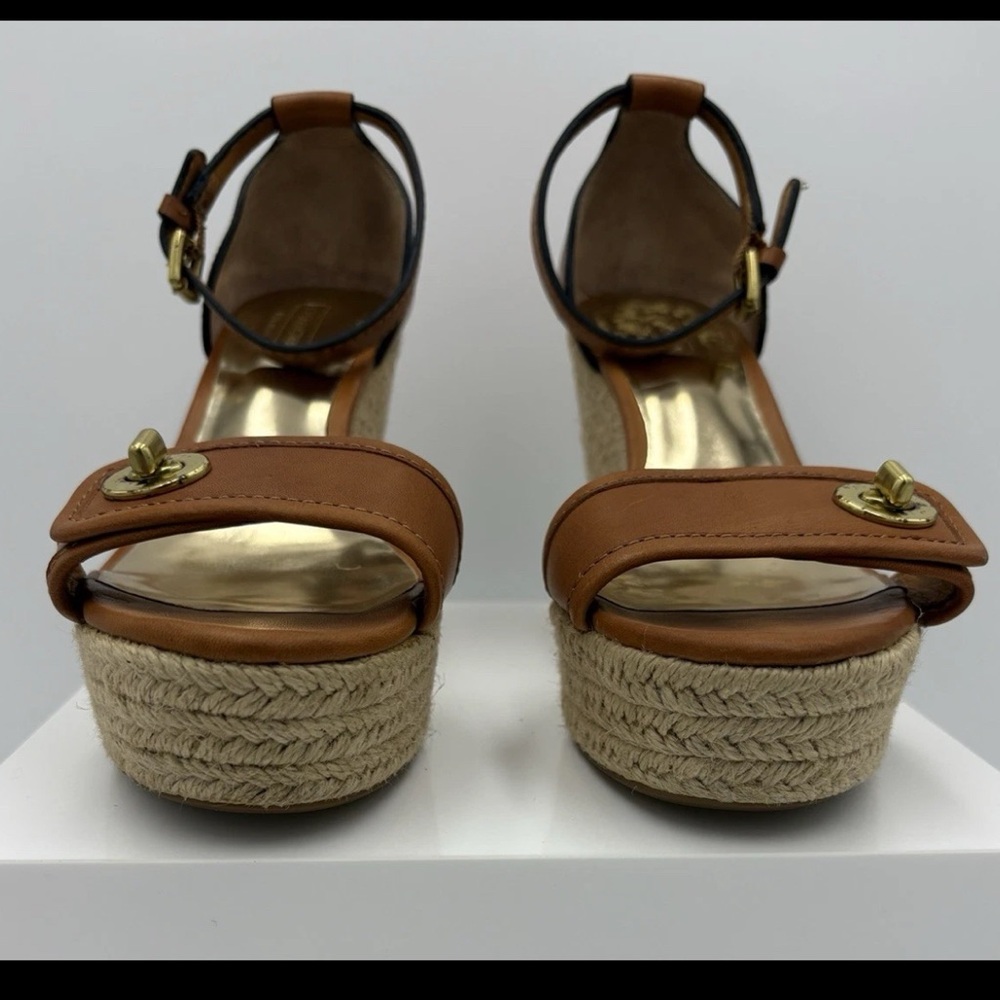 Coach Glinda Espadrille Platform Sandal -Size 7B, Brown Buckle Wedge - Picture 7 of 14